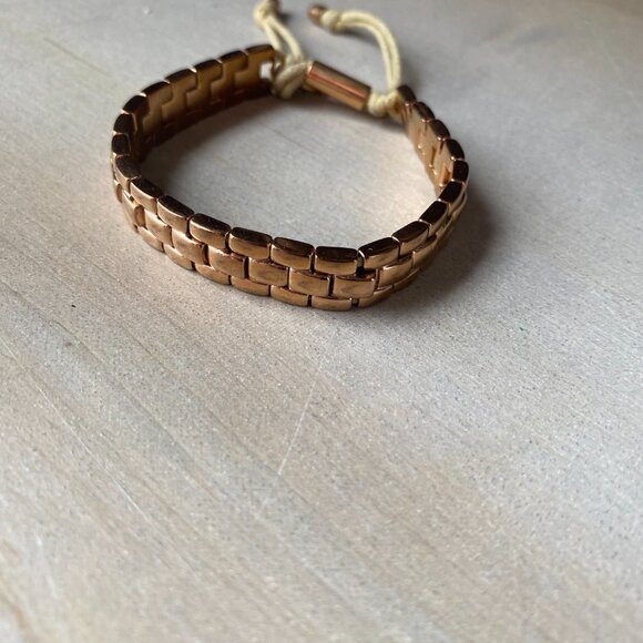 Michael Kors Rose Gold Tone Adjustable Watch Link Style silk corded bracelet - Picture 8 of 15